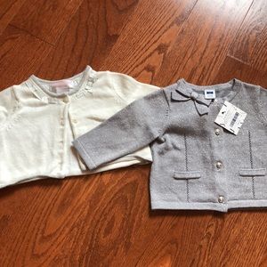 Janie and Jack cream & grey cropped cardigan cy29